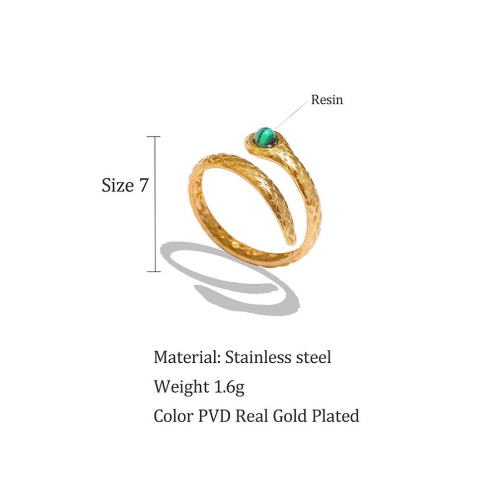 NEW 18K Gold Plated Emerald Snake Serpent Resizable Ring - Picture 4 of 9